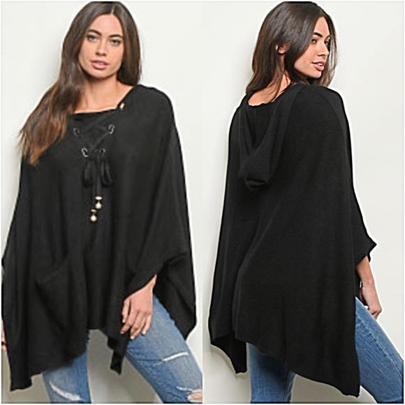 Gorgeous Poncho Hoodie Sweater Cardi O/S - Picture 7 of 7